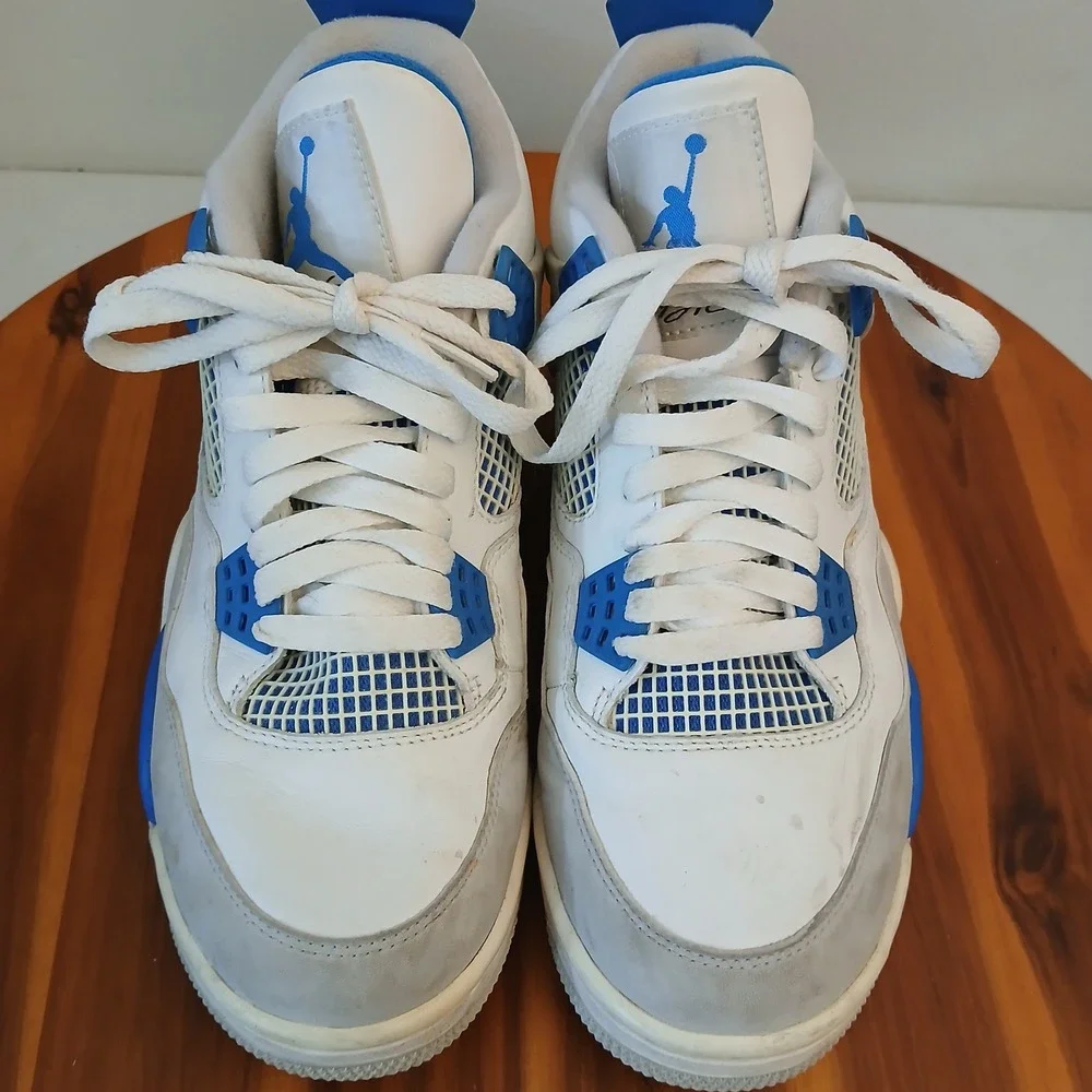 Jordan 4 Retro Military Blue Mens 7.5 White Basketball Shoes Sneakers 308497-105